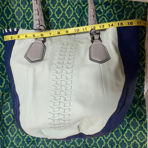 orYANY Braided Genuine Leather Tote Shopper Shoulder Handbag Grey Blue - Picture 15 of 16